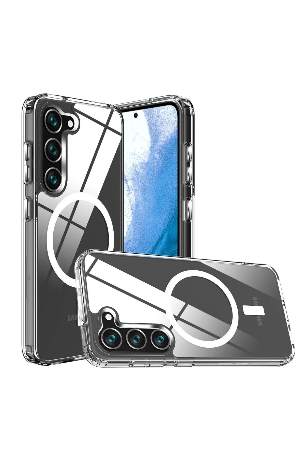 Newface Samsung Galaxy S23 Kılıf Magneticsafe Şeffaf Silikon - Şeffaf