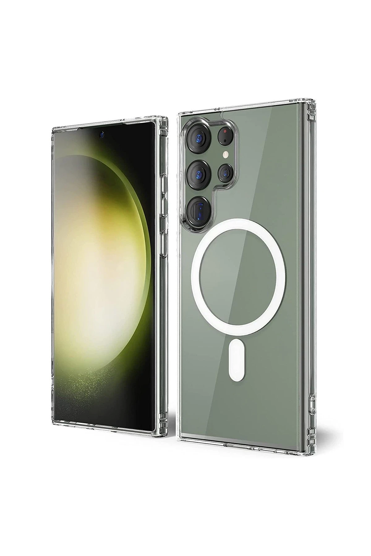Newface Samsung Galaxy S23 Ultra Kılıf Magneticsafe Şeffaf Silikon - Şeffaf