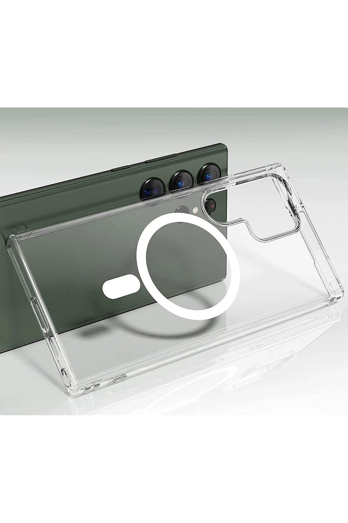 Newface Samsung Galaxy S23 Ultra Kılıf Magneticsafe Şeffaf Silikon - Şeffaf