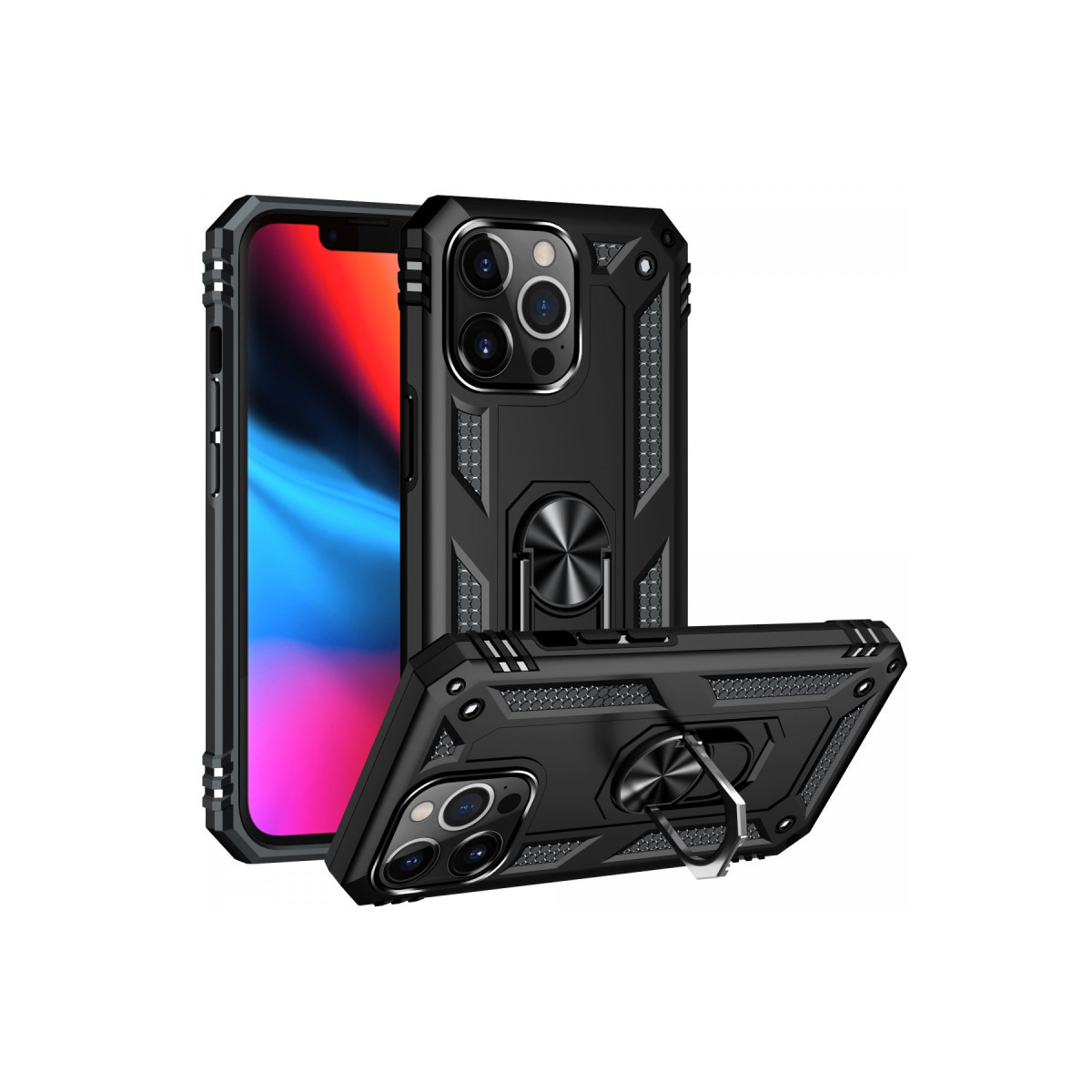 Newface Apple iPhone 13 Pro Max Kılıf Sofya Yüzüklü Silikon Kapak - Siyah — görsel 6