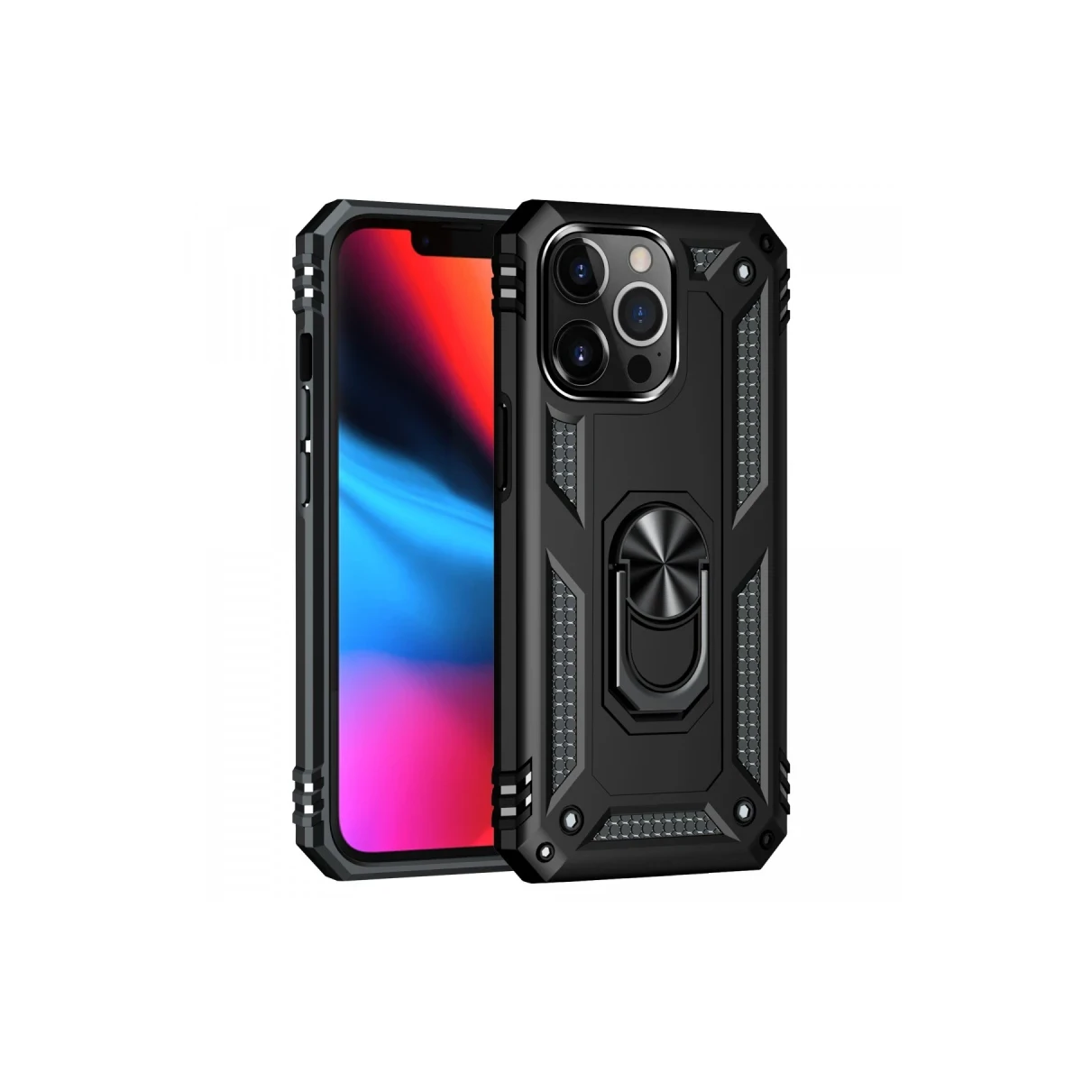 Newface Apple iPhone 13 Pro Kılıf Sofya Yüzüklü Silikon Kapak - Siyah — görsel 3