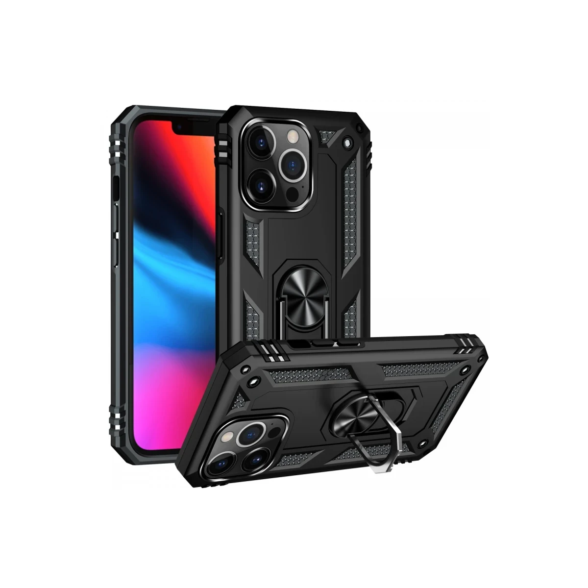 Newface Apple iPhone 13 Pro Kılıf Sofya Yüzüklü Silikon Kapak - Siyah — görsel 4