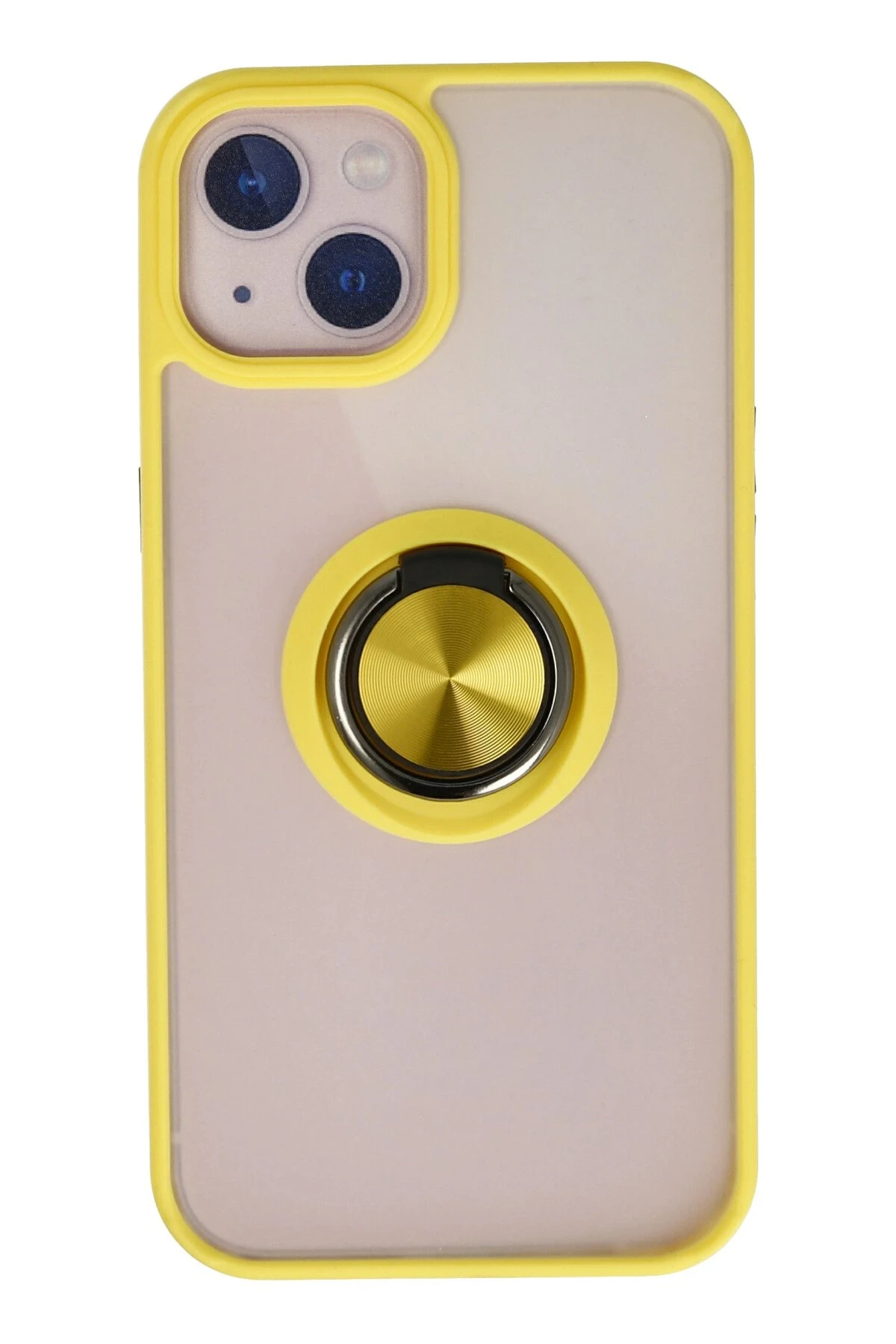 Newface iPhone 13 Kılıf Montreal Yüzüklü Silikon Kapak - Sarı