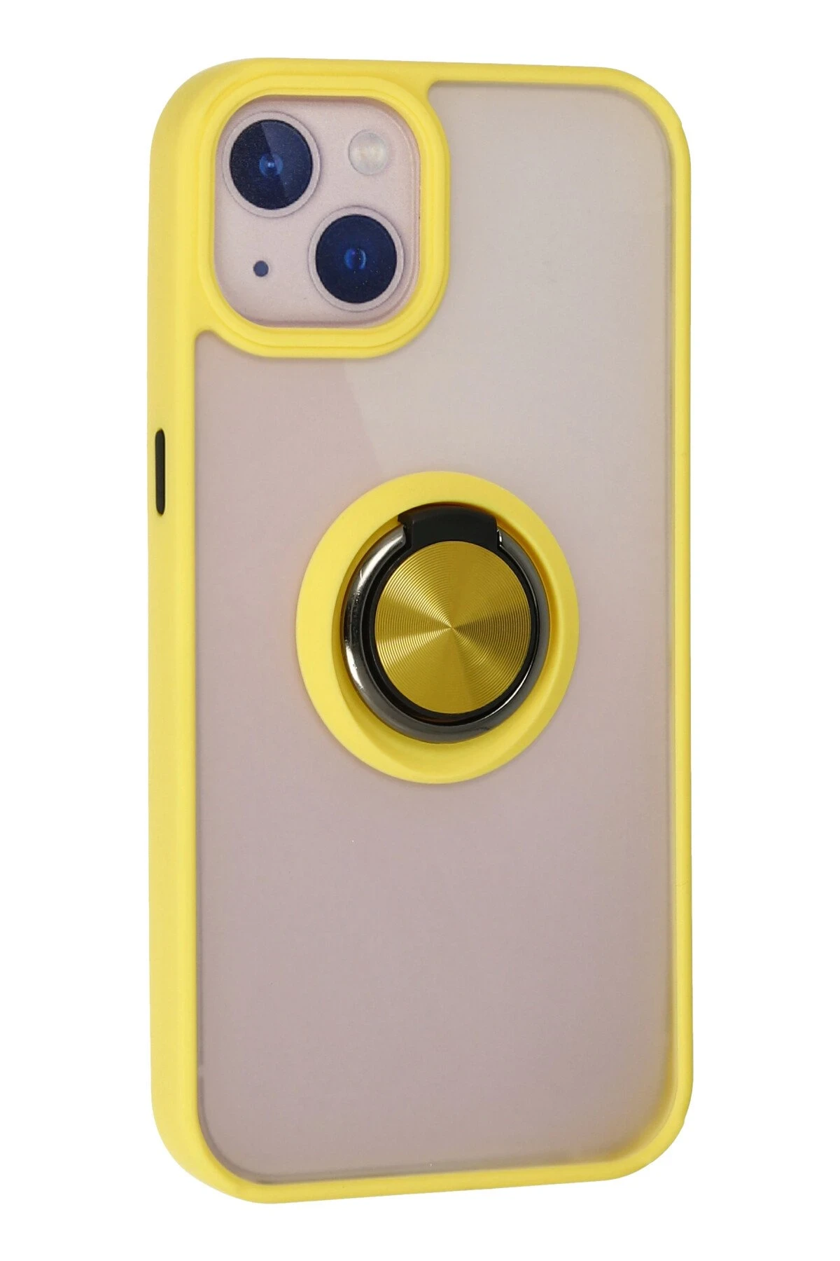 Newface iPhone 13 Kılıf Montreal Yüzüklü Silikon Kapak - Sarı