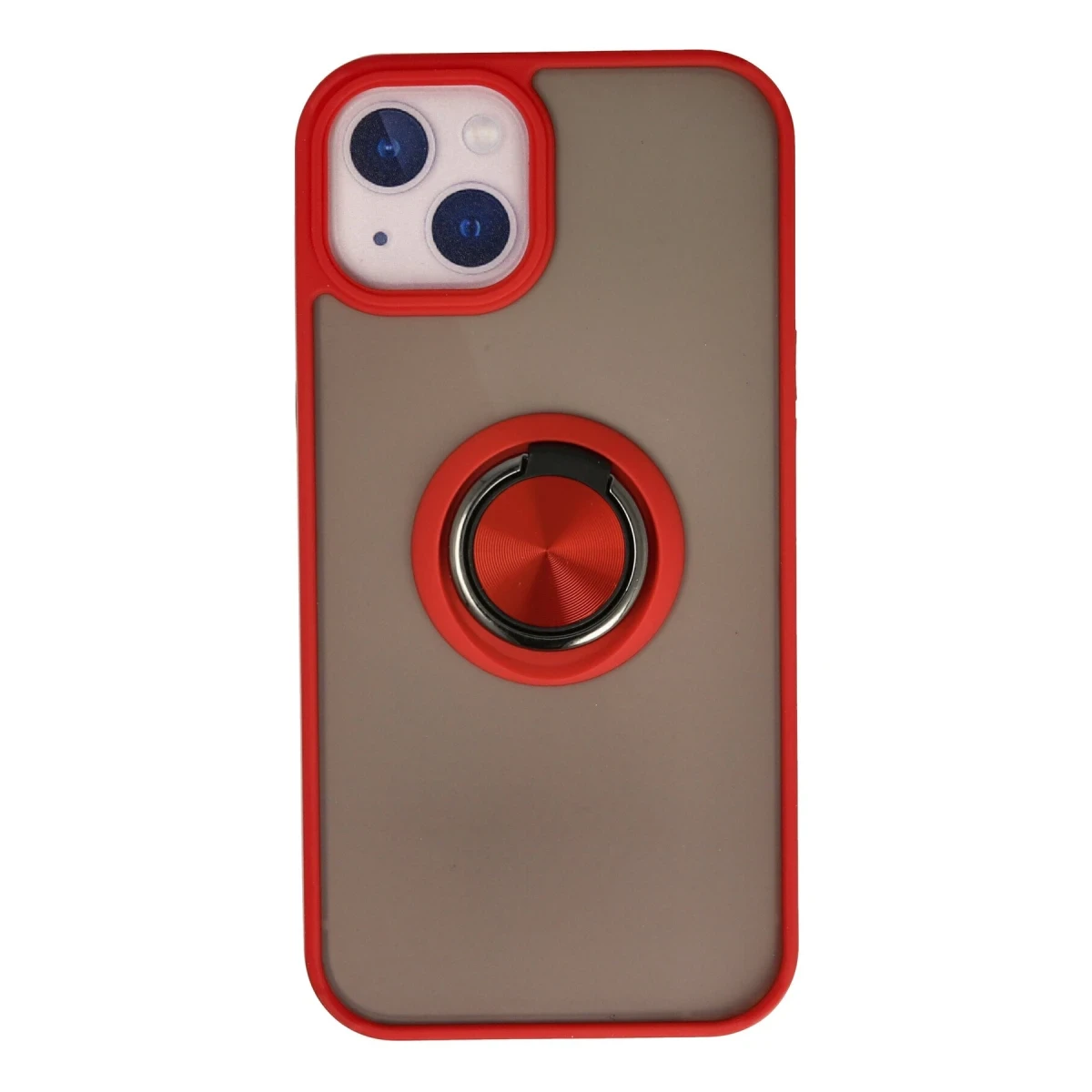 Newface Apple iPhone 13 Kılıf Montreal Yüzüklü Silikon Kapak - Kırmızı
