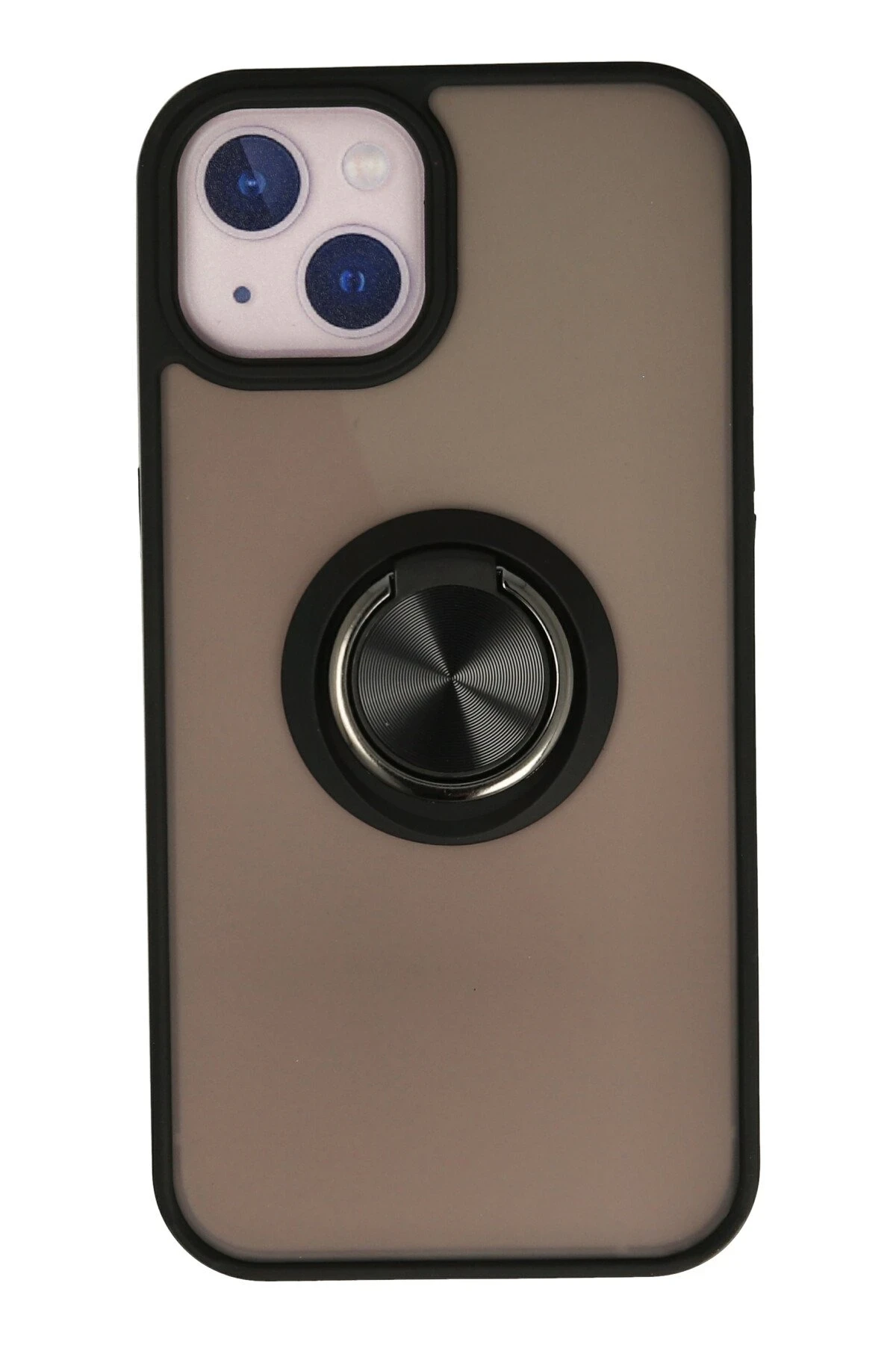 Newface Apple iPhone 13 Mini Kılıf Montreal Yüzüklü Silikon Kapak - Siyah
