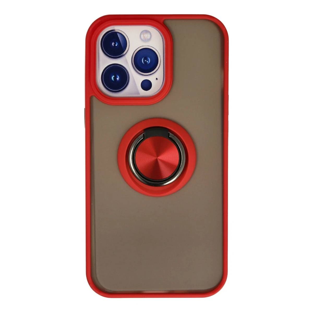 Newface Apple iPhone 13 Pro Kılıf Montreal Yüzüklü Silikon Kapak - Kırmızı