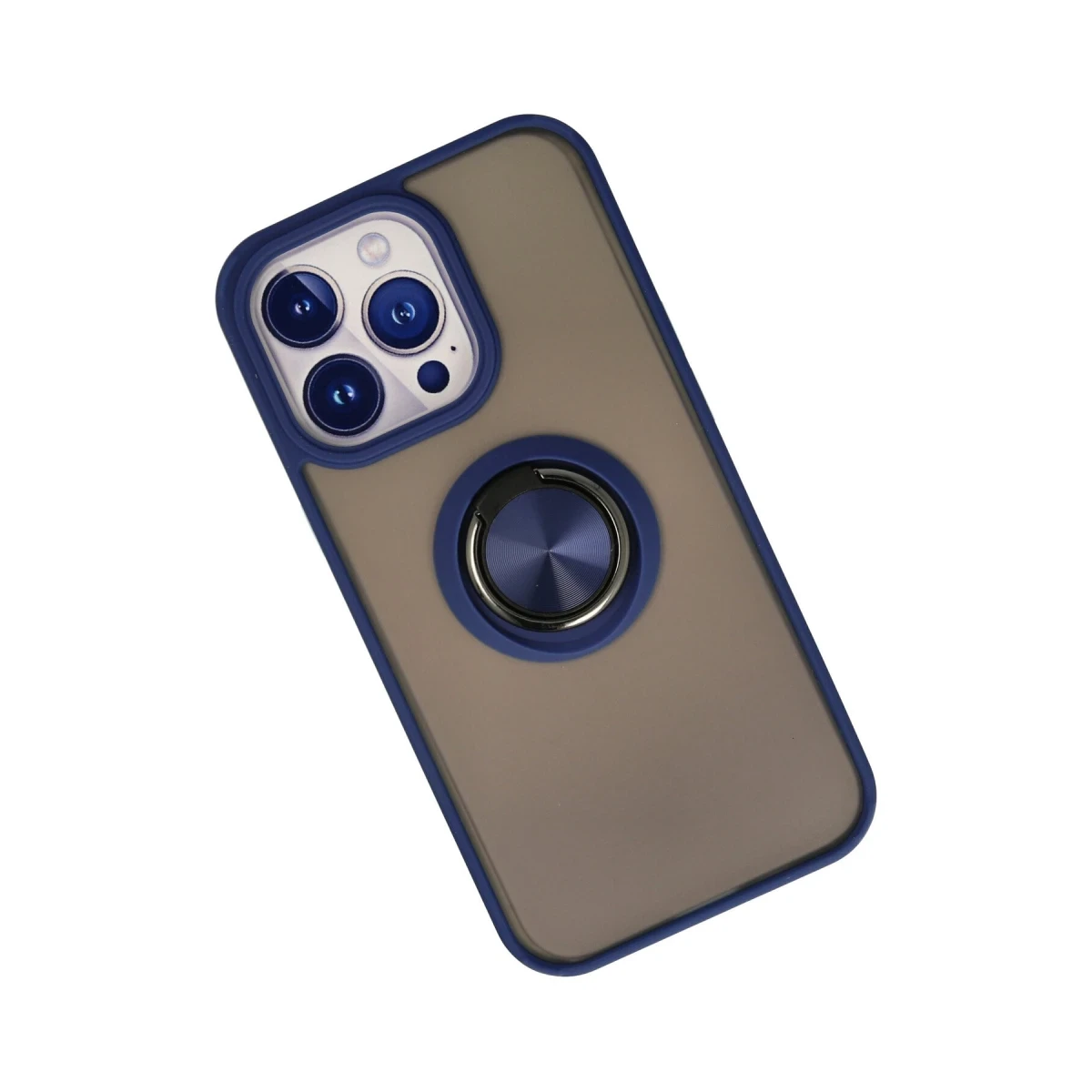 Newface Apple iPhone 13 Pro Kılıf Montreal Yüzüklü Silikon Kapak - Lacivert