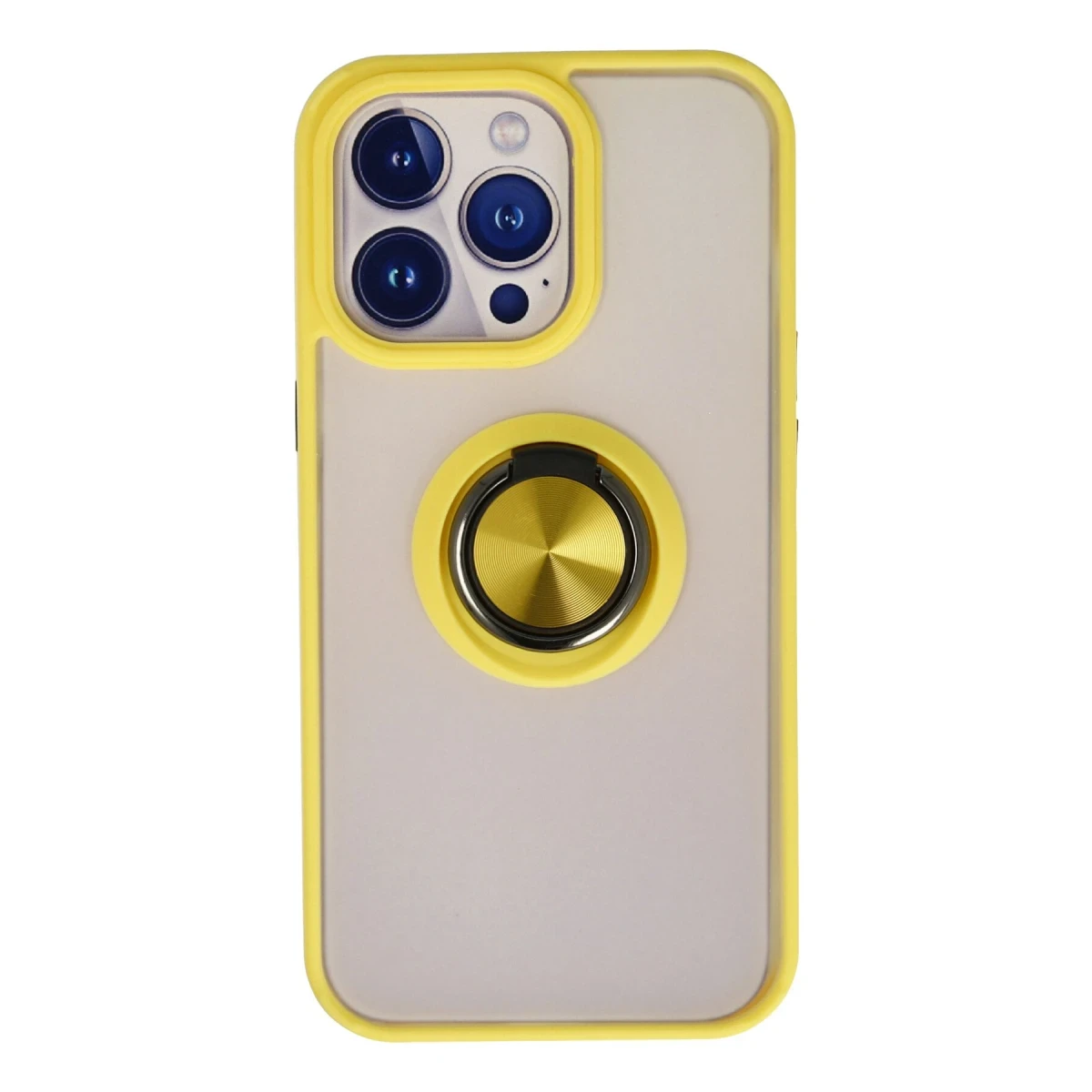 Newface Apple iPhone 13 Pro Max Kılıf Montreal Yüzüklü Silikon Kapak - Sarı