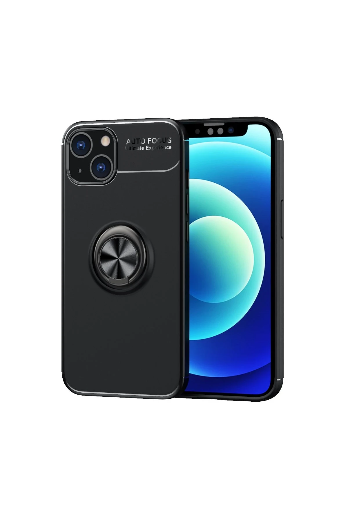 Newface Apple iPhone 13 Kılıf Range Yüzüklü Silikon - Siyah