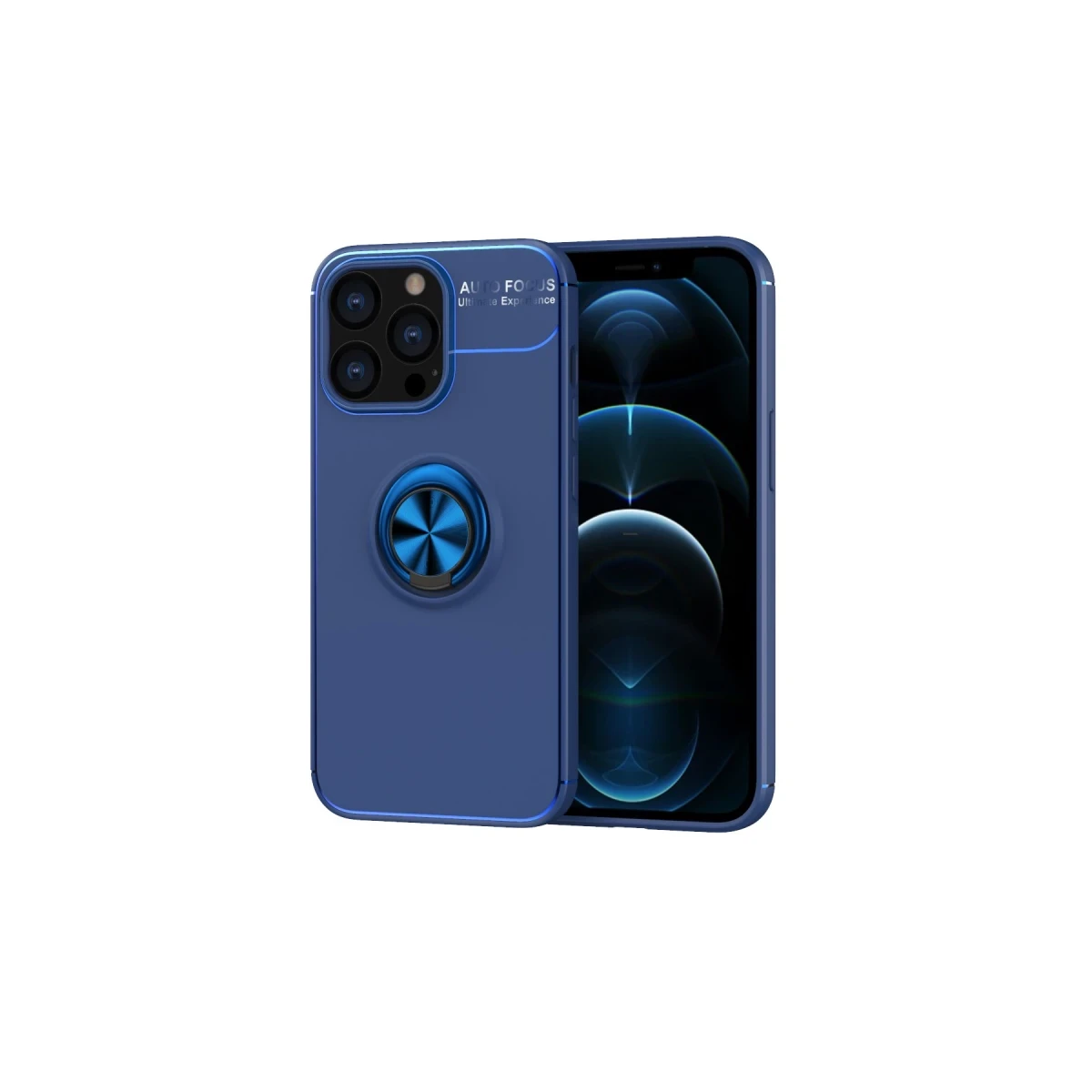 Newface Apple iPhone 13 Pro Kılıf Range Yüzüklü Silikon - Mavi