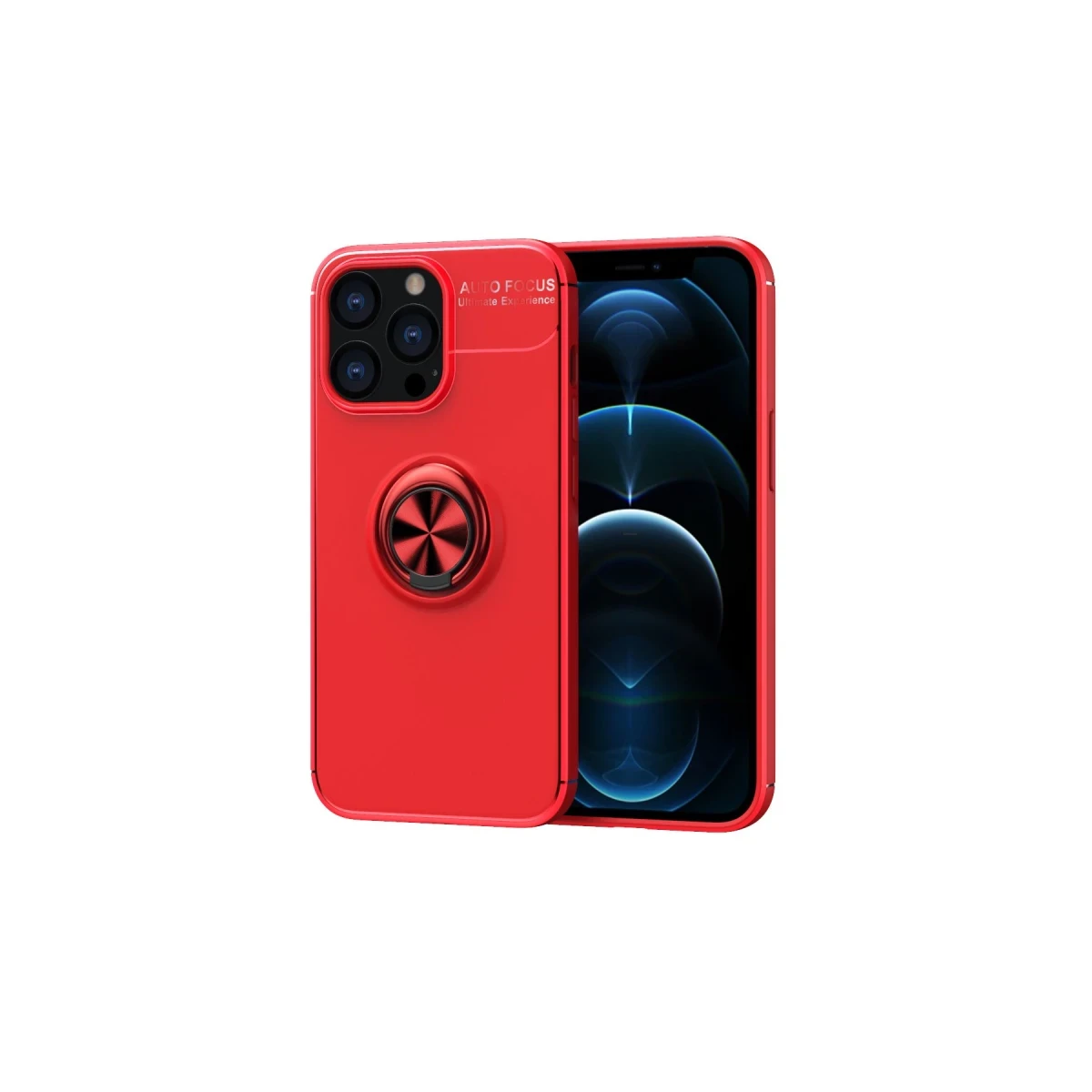 Newface Apple iPhone 13 Pro Kılıf Range Yüzüklü Silikon - Kırmızı