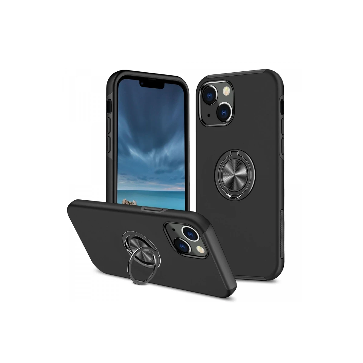 Newface Apple iPhone 13 Kılıf Elit Yüzüklü Kapak - Siyah — görsel 3