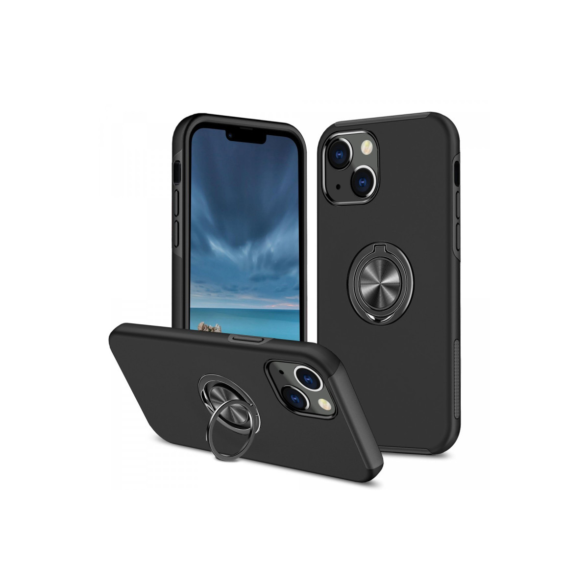 Newface Apple iPhone 13 Kılıf Elit Yüzüklü Kapak - Siyah — görsel 5