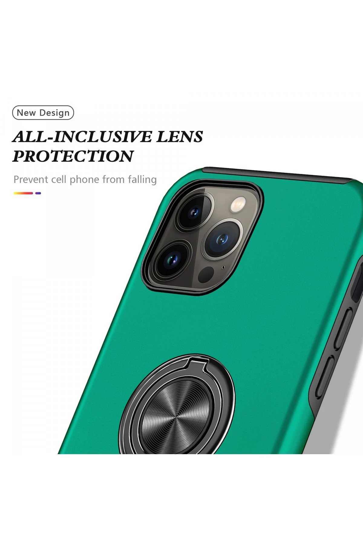 Newface iPhone 13 Pro Kılıf Elit Yüzüklü Kapak - Yeşil