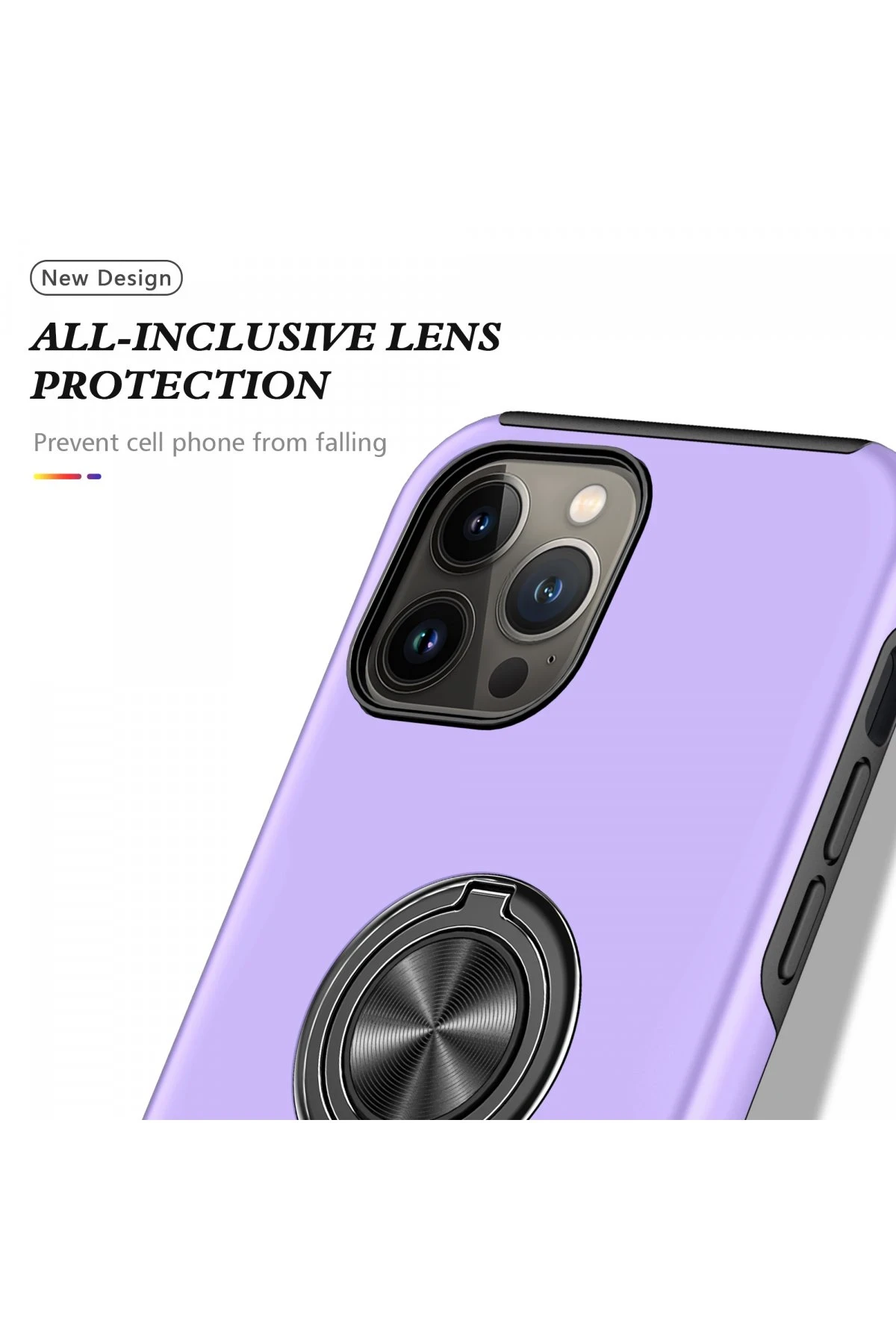 Newface iPhone 13 Pro Kılıf Elit Yüzüklü Kapak - Mor