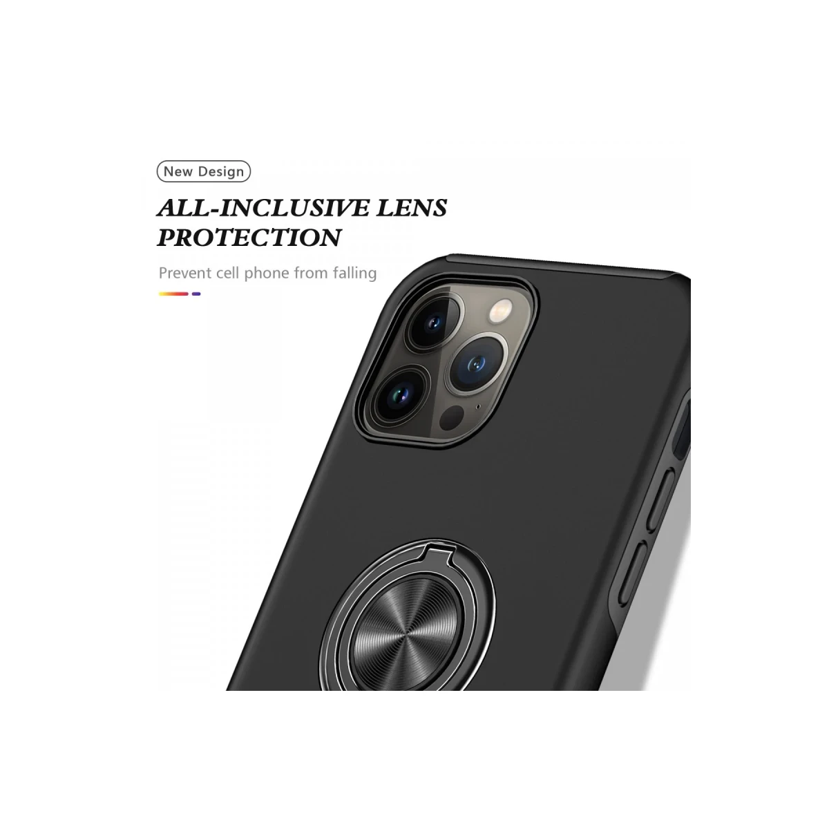 Newface Apple iPhone 13 Pro Max Kılıf Elit Yüzüklü Kapak - Siyah — görsel 11