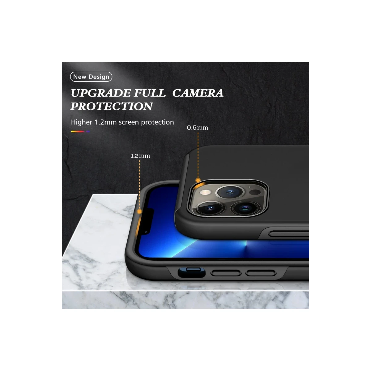 Newface Apple iPhone 13 Pro Max Kılıf Elit Yüzüklü Kapak - Siyah