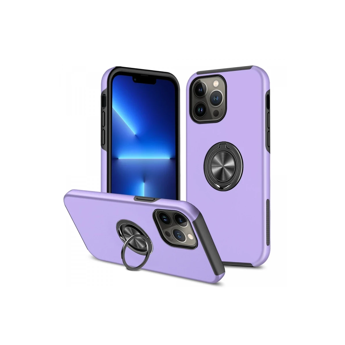 Newface Apple iPhone 13 Pro Max Kılıf Elit Yüzüklü Kapak - Mor