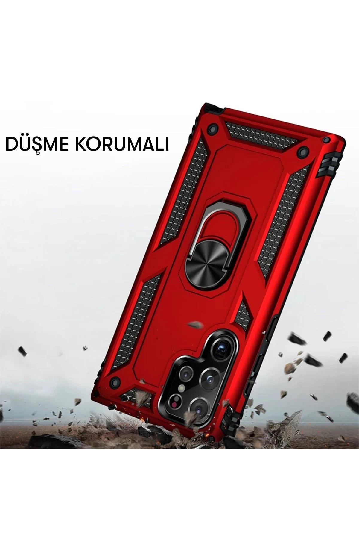 Newface Samsung Galaxy S22 Ultra Kılıf Sofya Yüzüklü Silikon Kapak - Siyah — görsel 2