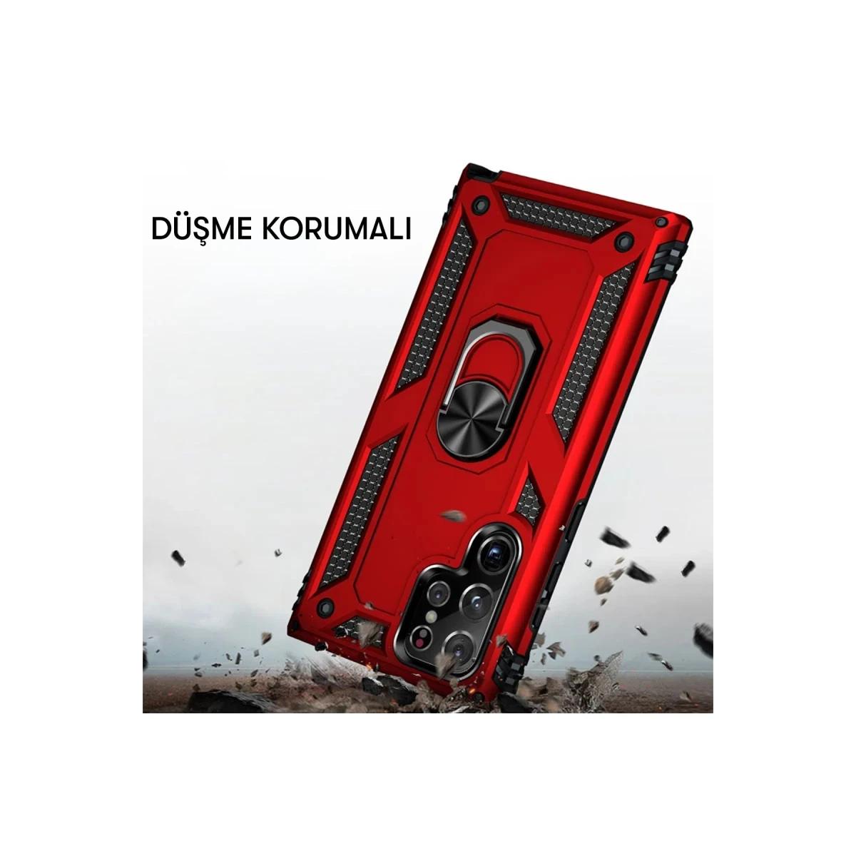 Newface Samsung Galaxy S22 Ultra Kılıf Sofya Yüzüklü Silikon Kapak - Siyah — görsel 8