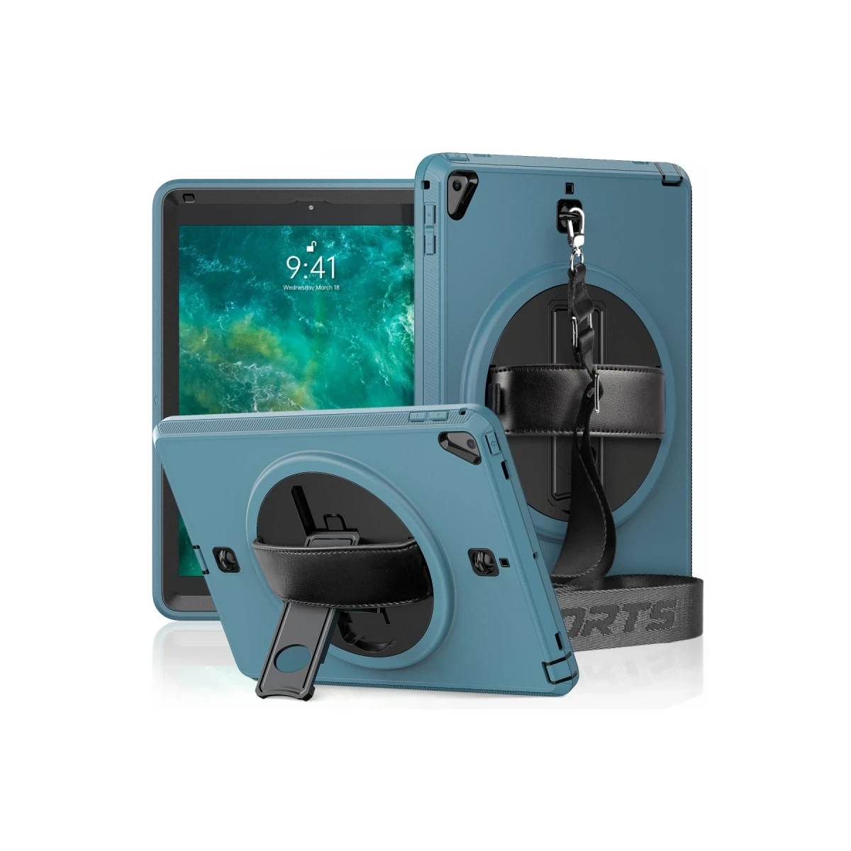 Newface Apple iPad 5 Air 9.7 Kılıf Strap-C Otterbox Tablet Kapak - Mavi — görsel 3