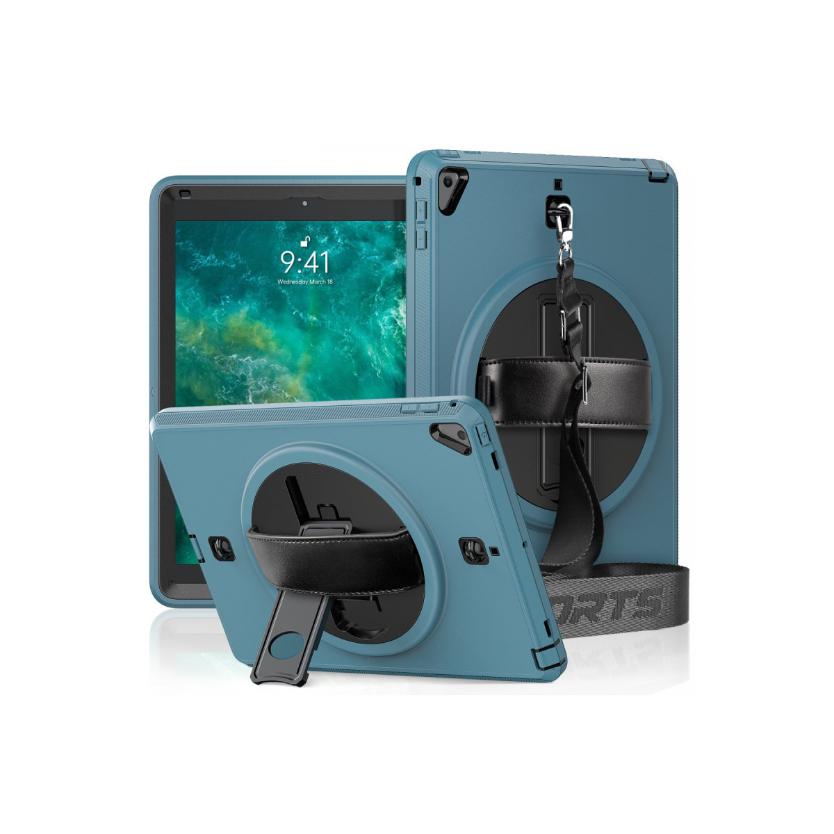 Newface Apple iPad 5 Air 9.7 Kılıf Strap-C Otterbox Tablet Kapak - Mavi — görsel 5