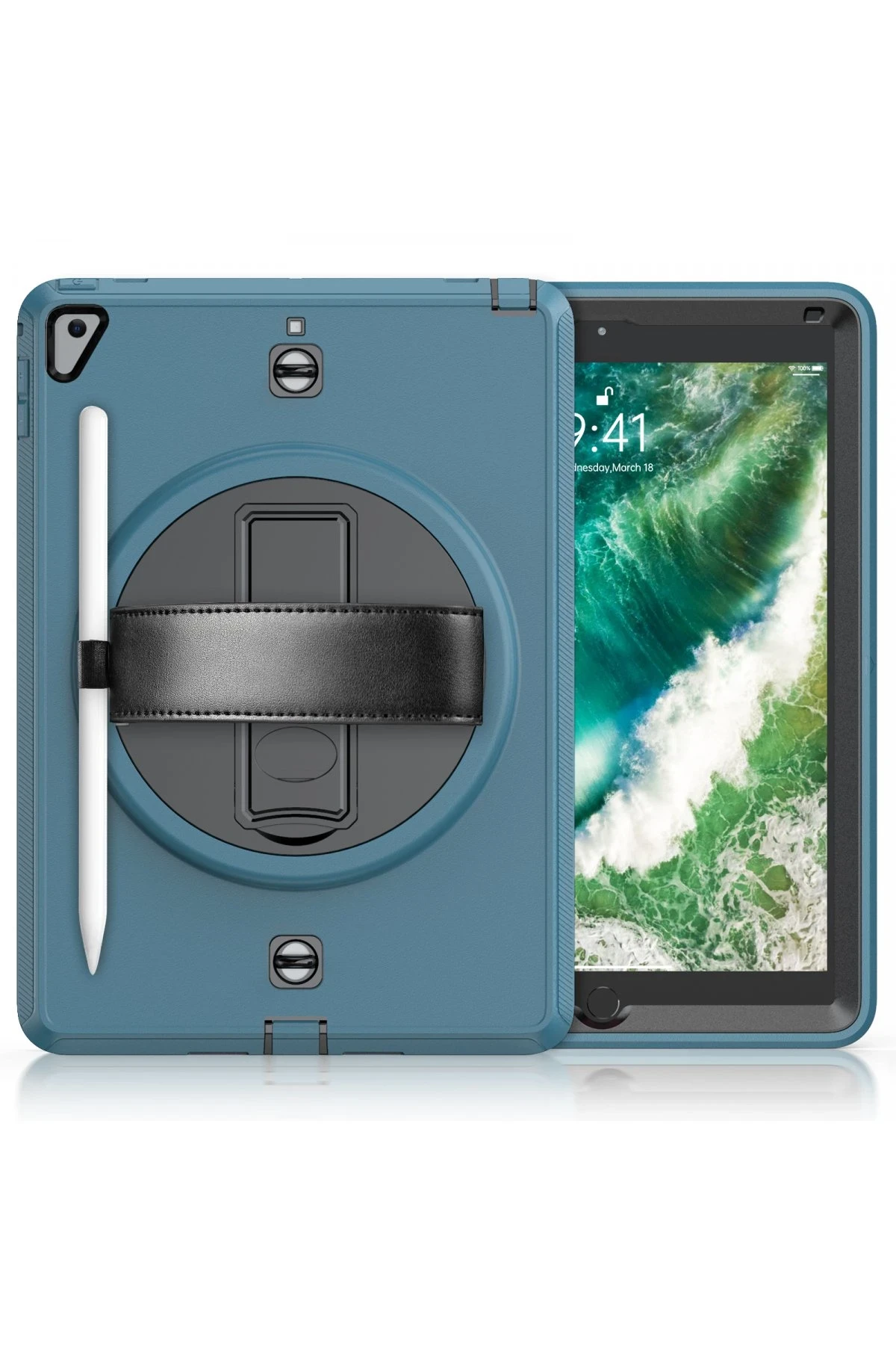 Newface iPad 5 Air 9.7 Kılıf Strap-C Otterbox Tablet Kapak - Mavi