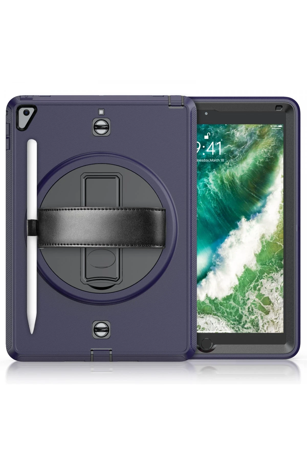Newface iPad 5 Air 9.7 Kılıf Strap-C Otterbox Tablet Kapak - Lacivert