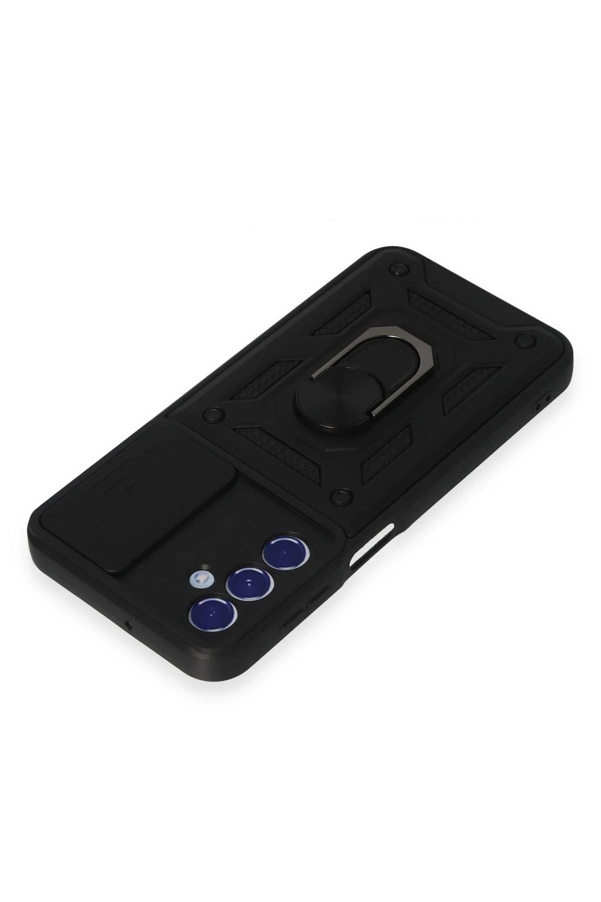 Newface Samsung Galaxy M34 5G Kılıf Pars Lens Yüzüklü Silikon - Siyah