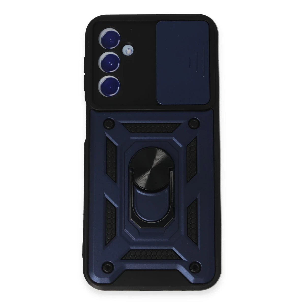 Newface Samsung Galaxy M34 5G Kılıf Pars Lens Yüzüklü Silikon - Lacivert