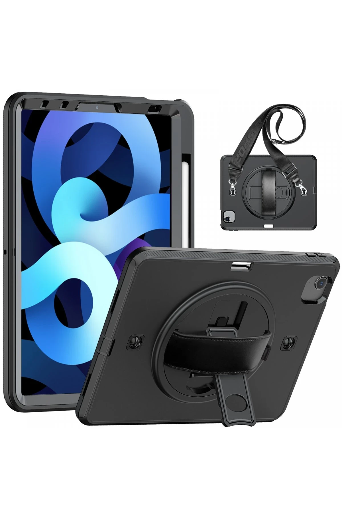 Newface iPad Pro 11 (2020) Kılıf Strap-C Otterbox Tablet Kapak - Siyah