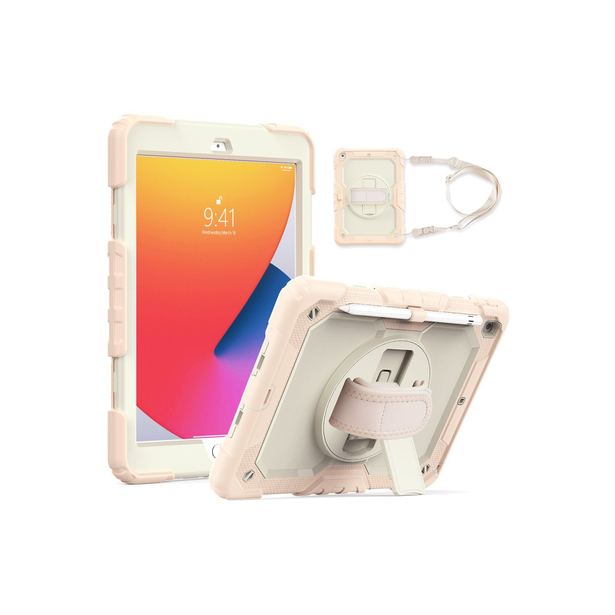 Newface Apple iPad 10.2 (7.nesil) Kılıf Strap New Tablet Kapak - Pembe — görsel 7