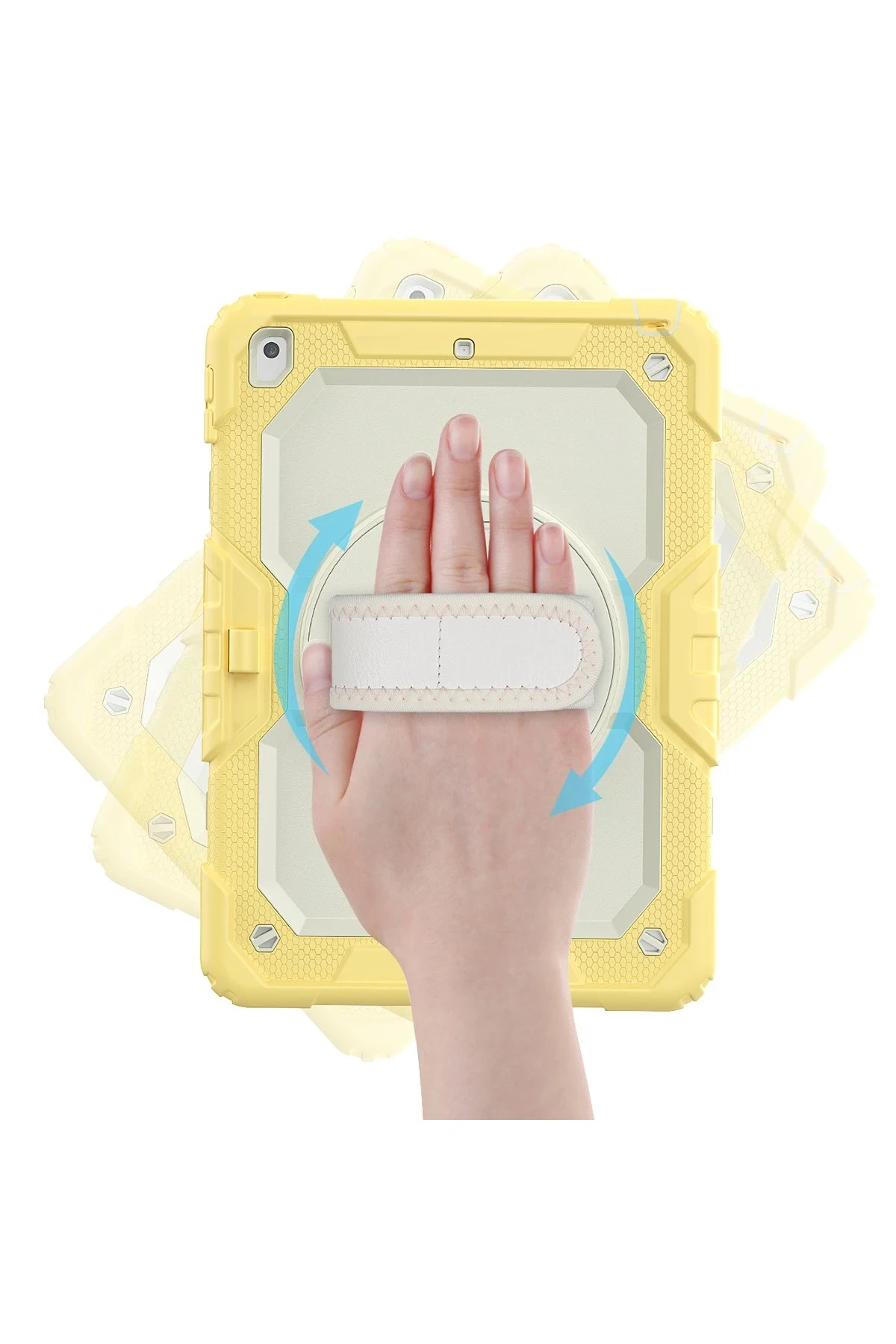 Newface iPad 10.2 (7.nesil) Kılıf Strap New Tablet Kapak - Sarı