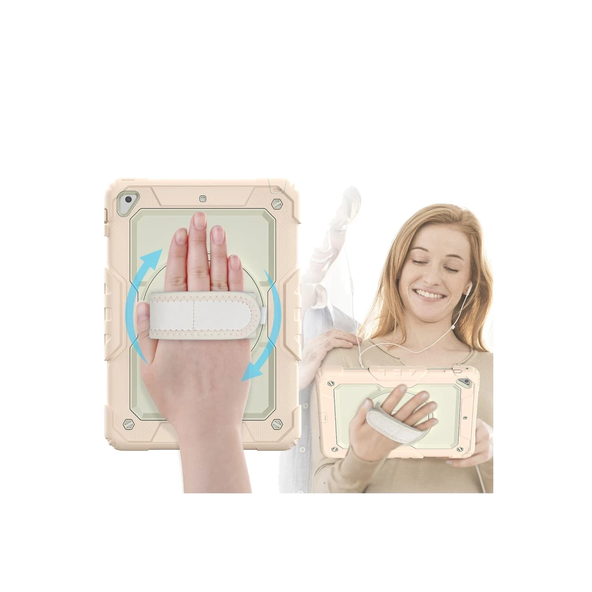 Newface Apple iPad 5 Air 9.7 Kılıf Strap New Tablet Kapak - Pembe — görsel 5