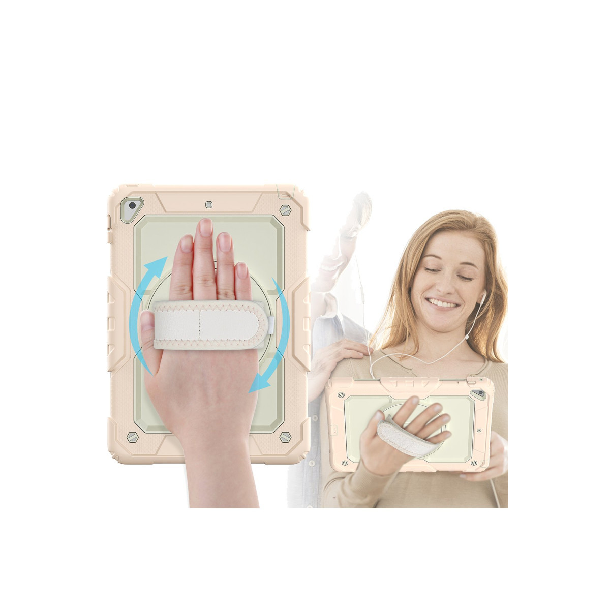 Newface Apple iPad 5 Air 9.7 Kılıf Strap New Tablet Kapak - Pembe — görsel 8