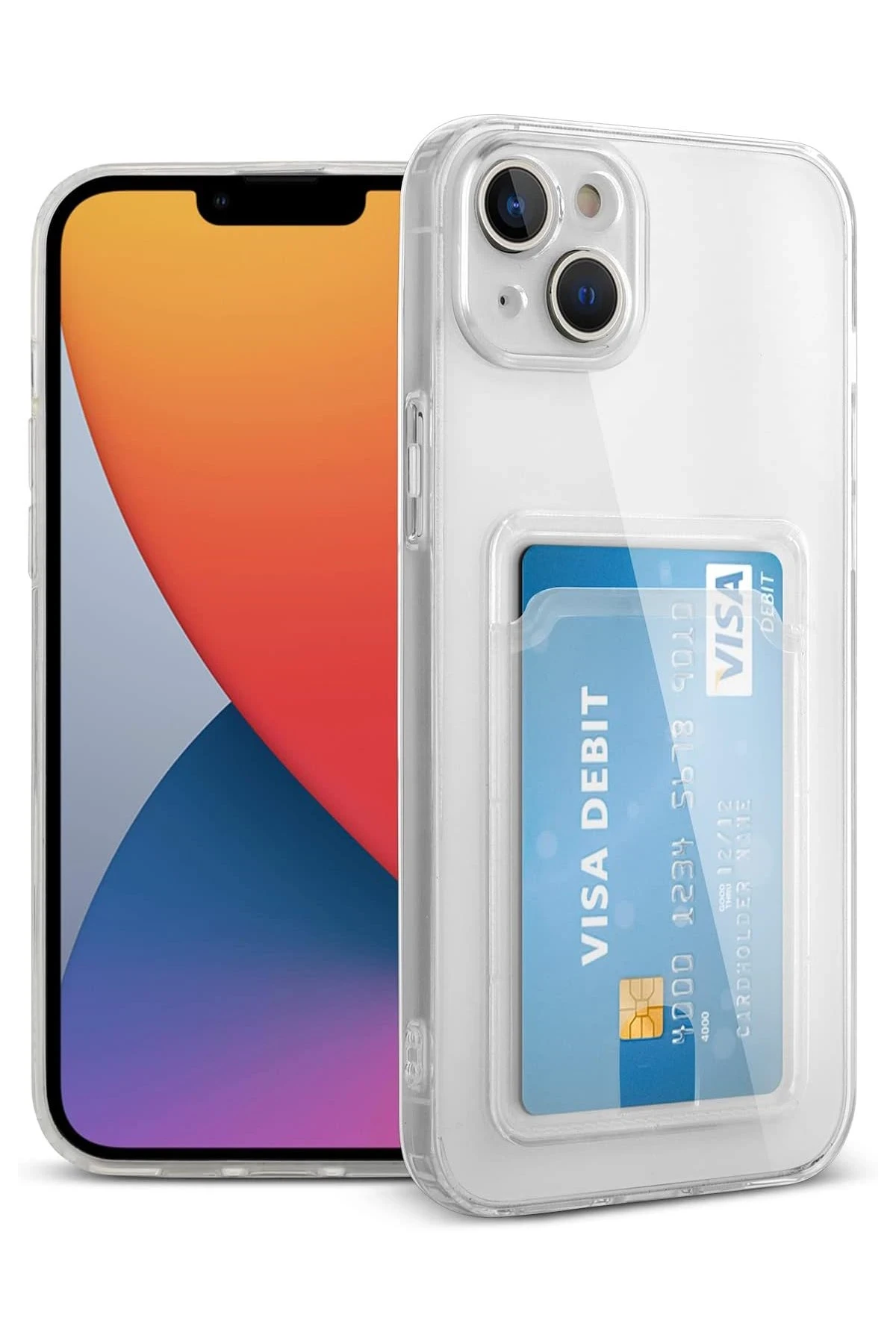 Newface iPhone 13 Kılıf Kart Şeffaf Silikon - Şeffaf