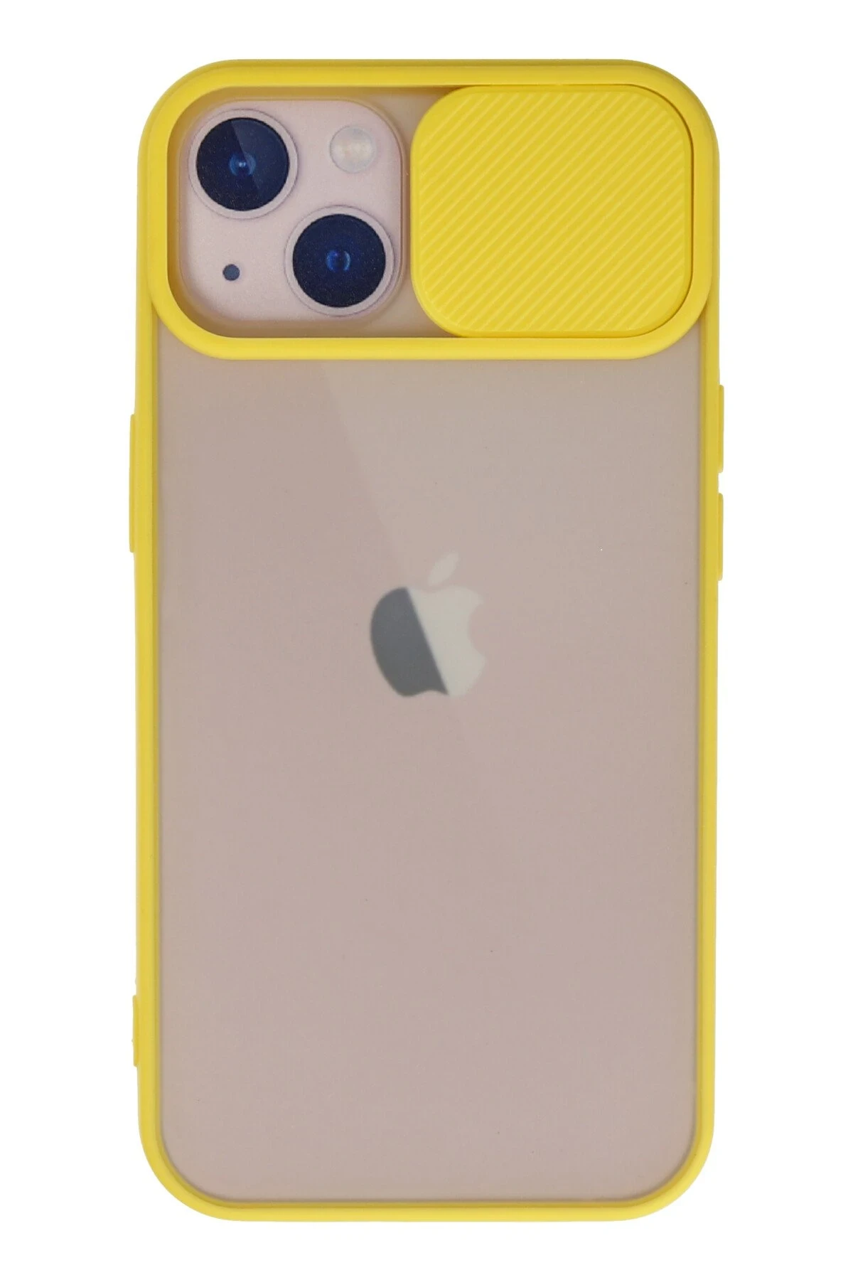 Newface iPhone 13 Kılıf Palm Buzlu Kamera Sürgülü Silikon - Sarı