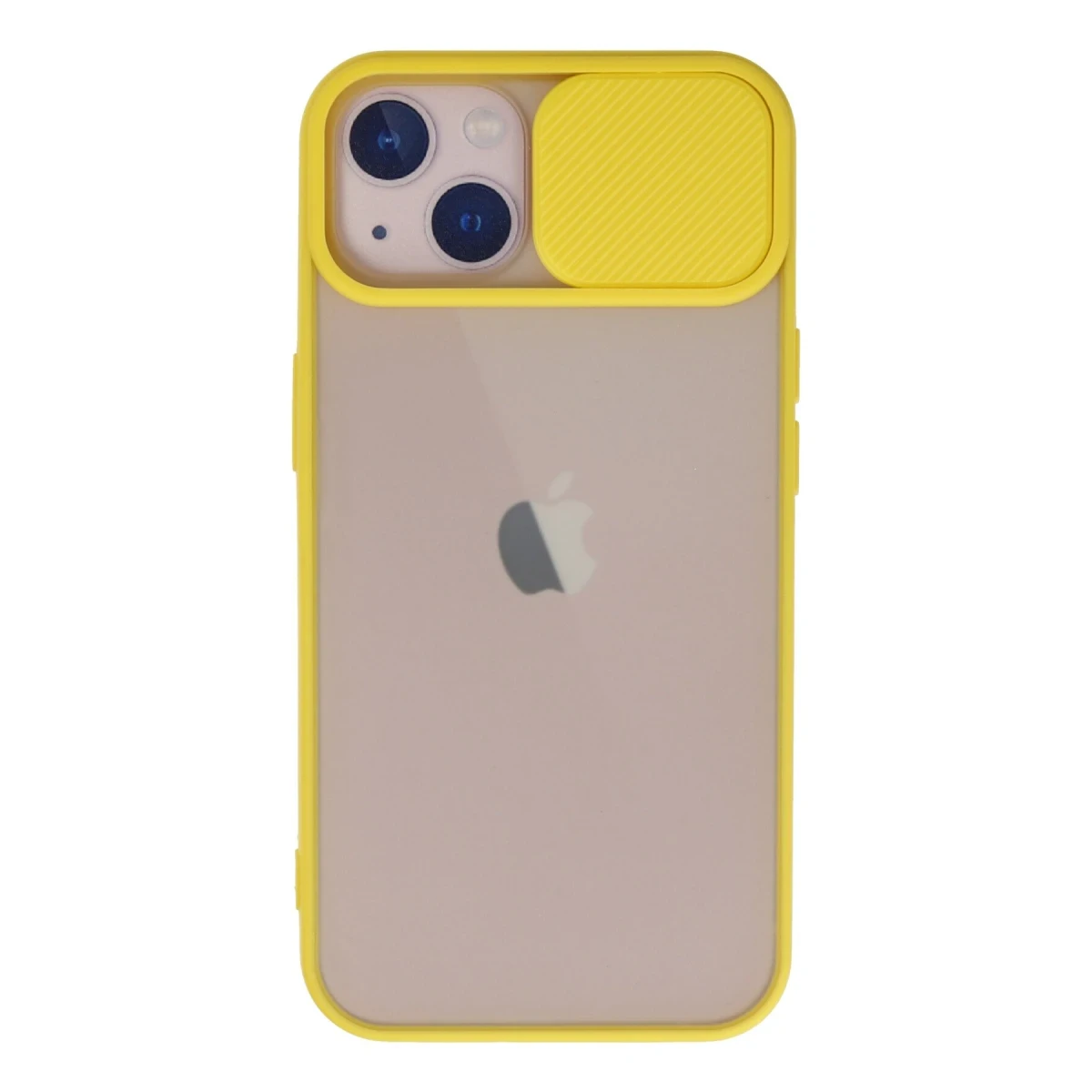 Newface Apple iPhone 13 Kılıf Palm Buzlu Kamera Sürgülü Silikon - Sarı