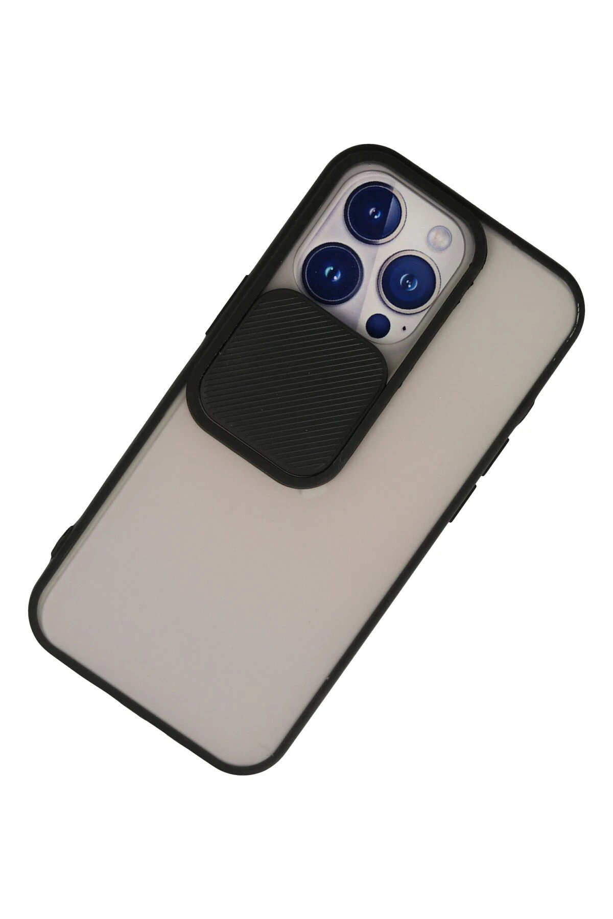 Newface iPhone 13 Pro Kılıf Palm Buzlu Kamera Sürgülü Silikon - Siyah
