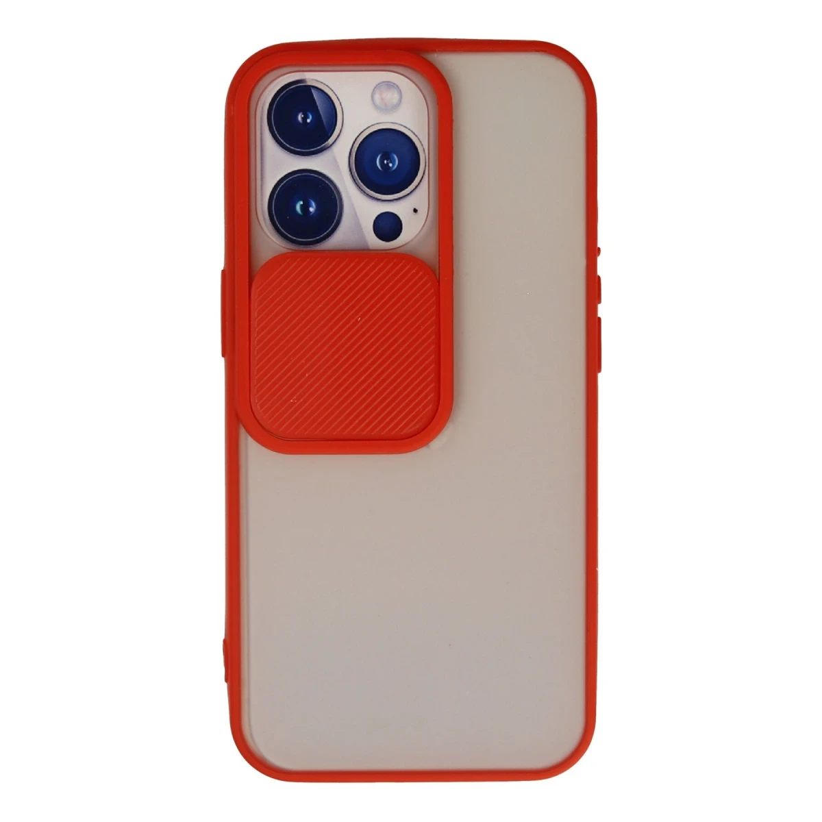 Newface Apple iPhone 13 Pro Kılıf Palm Buzlu Kamera Sürgülü Silikon - Kırmızı