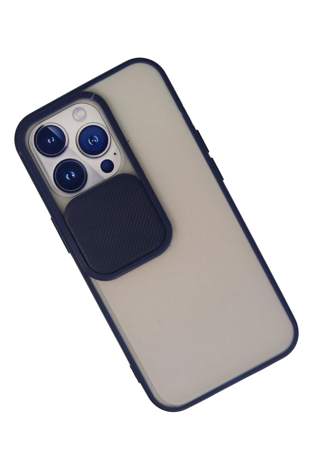 Newface iPhone 13 Pro Kılıf Palm Buzlu Kamera Sürgülü Silikon - Lacivert