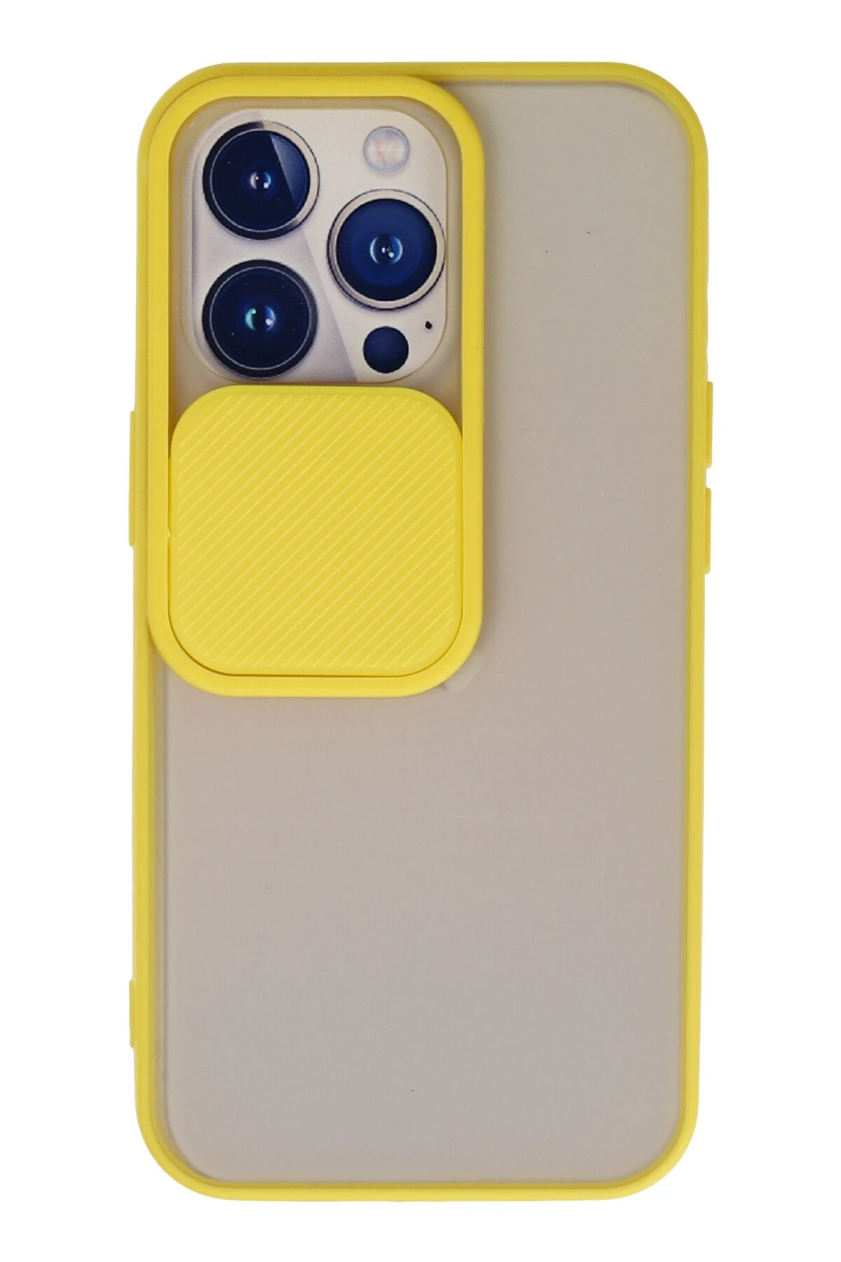 Newface iPhone 13 Pro Kılıf Palm Buzlu Kamera Sürgülü Silikon - Sarı