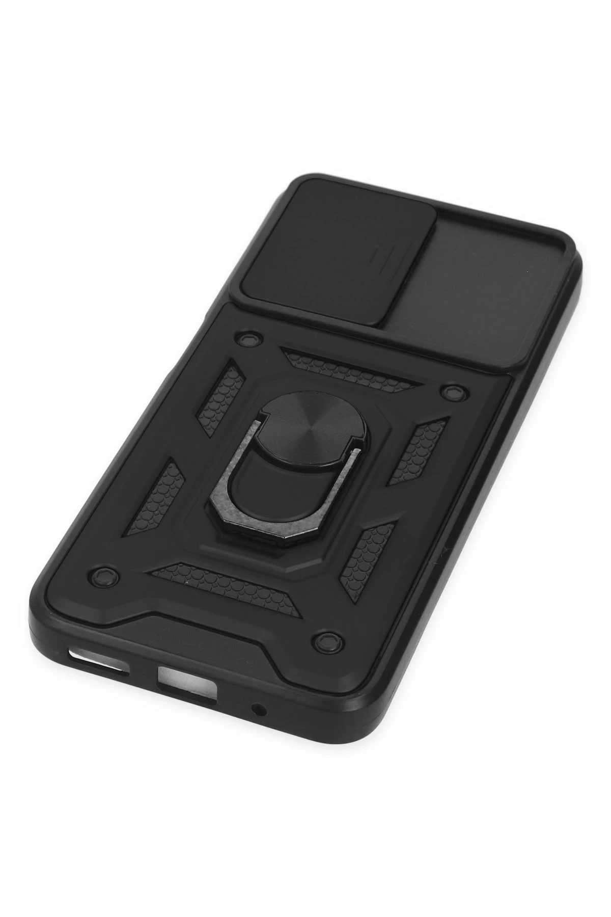 Newface Xiaomi Poco M5 Kılıf Pars Lens Yüzüklü Silikon - Siyah