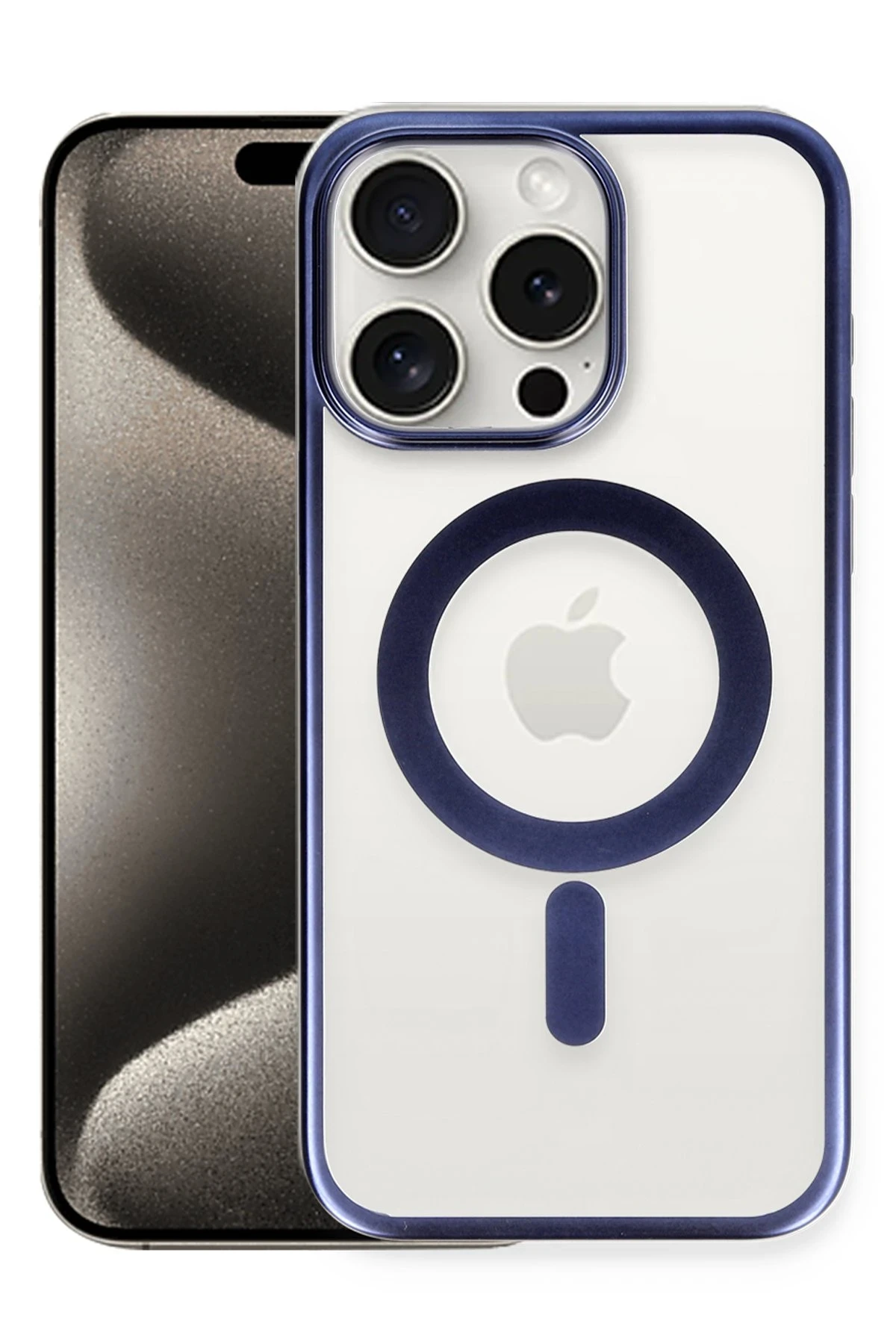 Newface iPhone 15 Pro Kılıf Erozi Magsafe Kapak - Lacivert