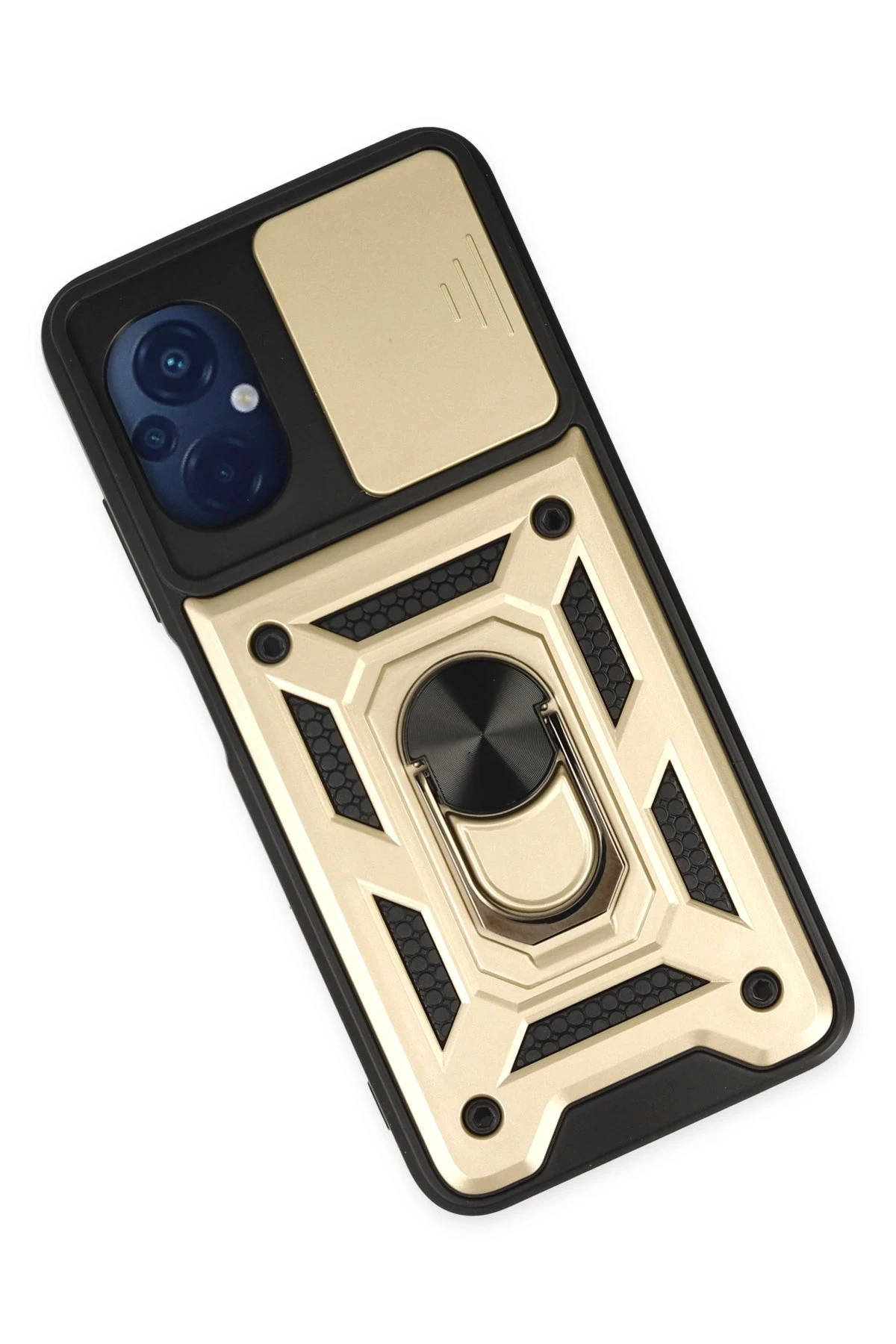 Newface Xiaomi Poco M5 Kılıf Pars Lens Yüzüklü Silikon - Gold