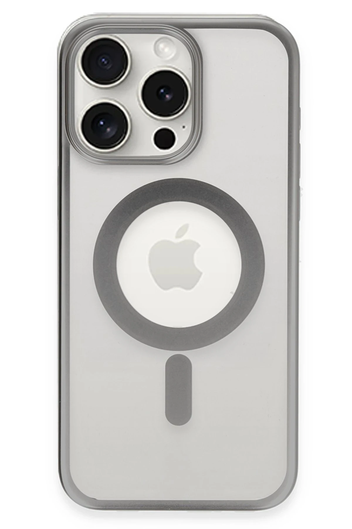 Newface iPhone 15 Pro Max Kılıf Erozi Magsafe Kapak - Gümüş