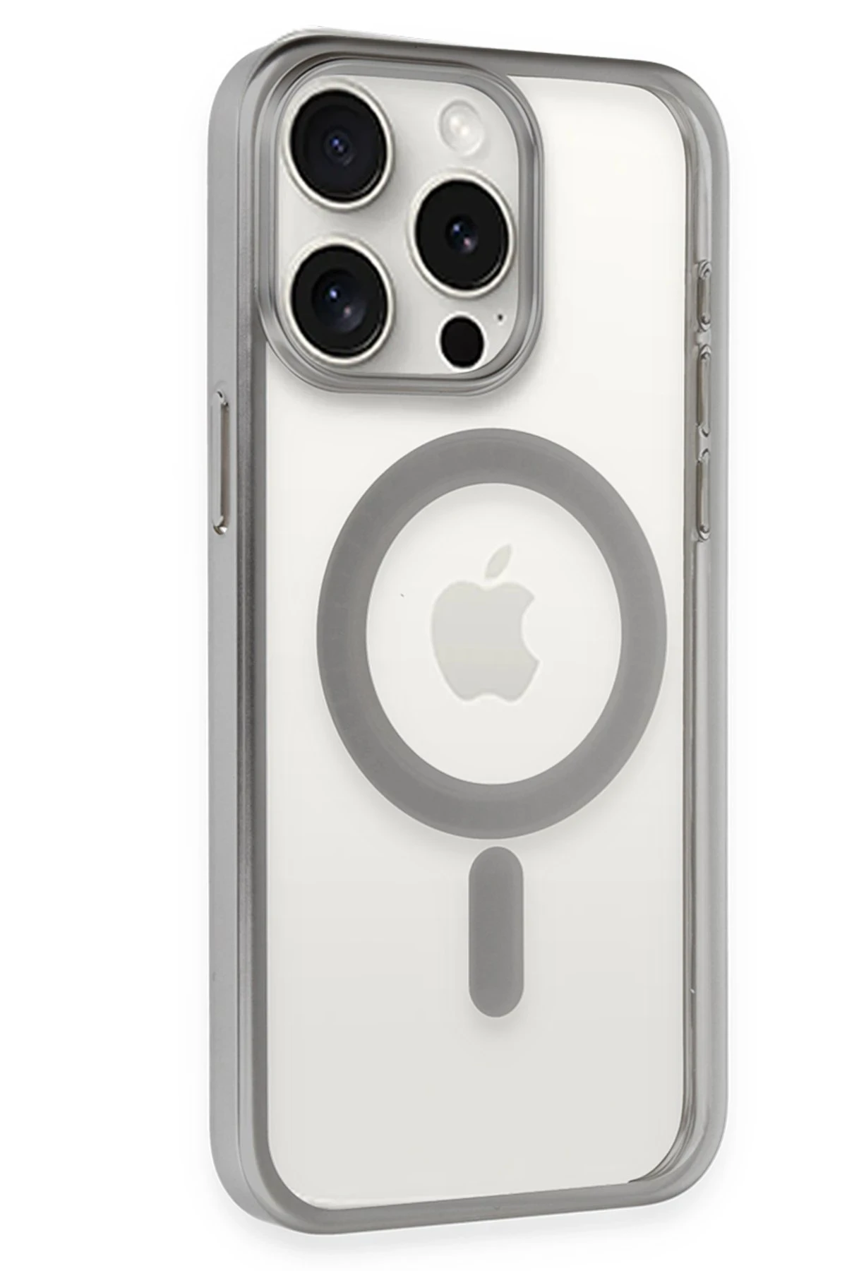 Newface iPhone 15 Pro Max Kılıf Erozi Magsafe Kapak - Gümüş