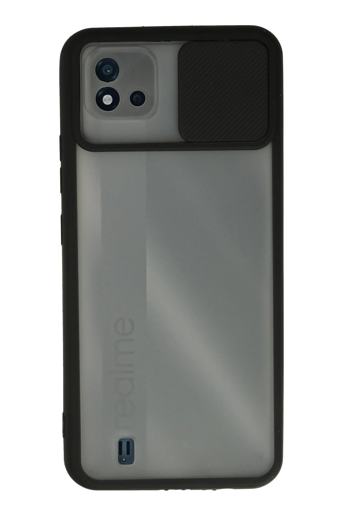 Newface Realme C11 2021 Kılıf Palm Buzlu Kamera Sürgülü Silikon - Siyah