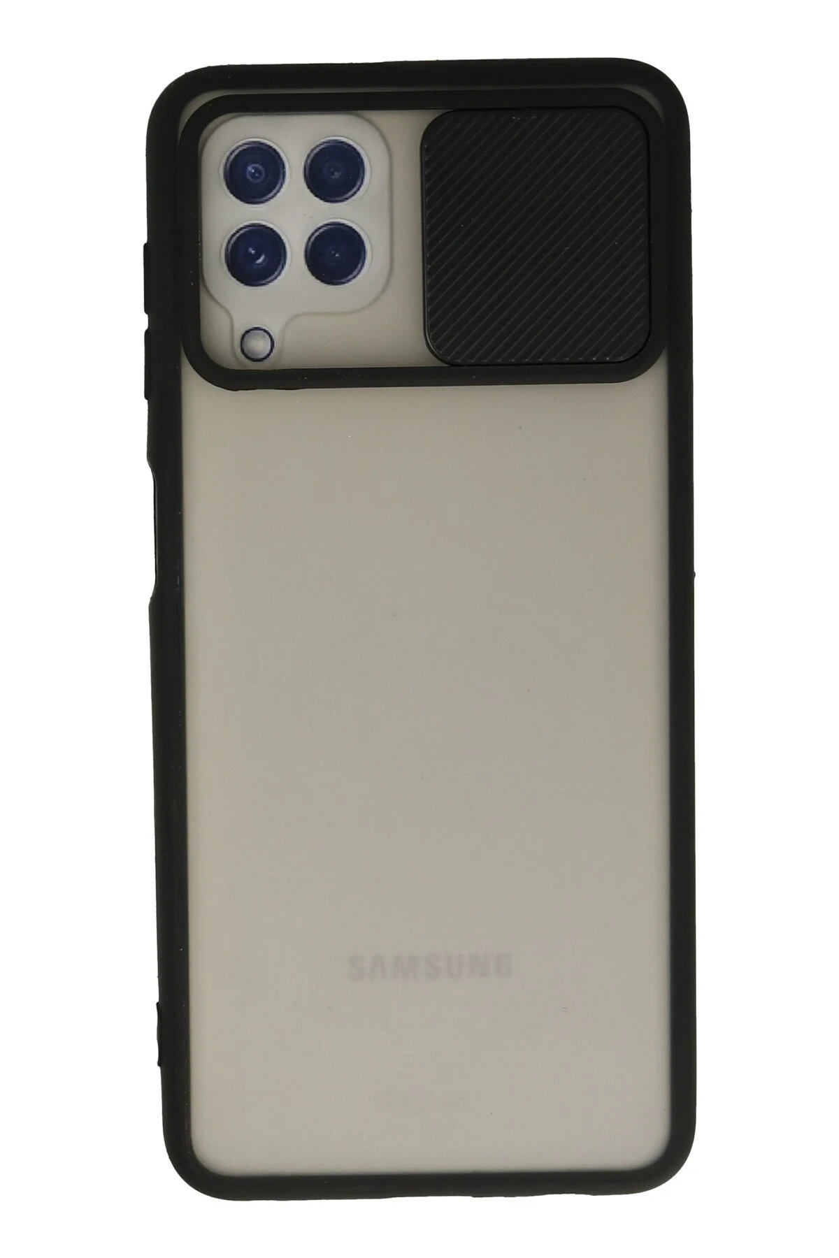 Newface Samsung Galaxy A22 Kılıf Palm Buzlu Kamera Sürgülü Silikon - Siyah